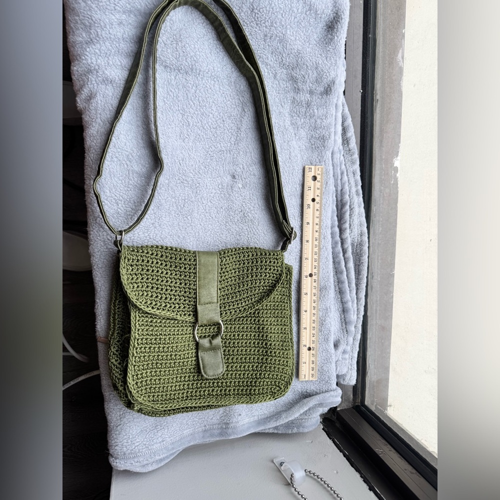 Green Crochet Crossbody Bag